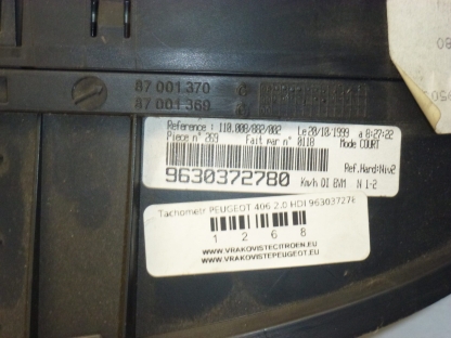 Tachometr Peugeot 406 2.0 HDI 9630372780 najeto 189 000 km